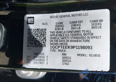 2023 Chevrolet Colorado 4Wd Short Box Trail Boss из США, поврежденный, VIN 1GCPTEEK9P1198093